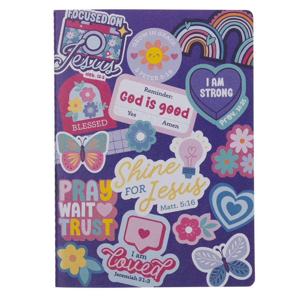 CUADERNO CON STICKERS BRILLA POR JESÚS MATEO 5:16