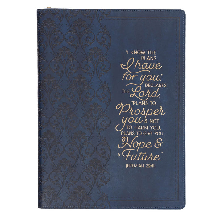 Portafolio ejecutivo - I Know the Plans Flowering Trellis Navy Blue Faux - Jeremiah 29:11