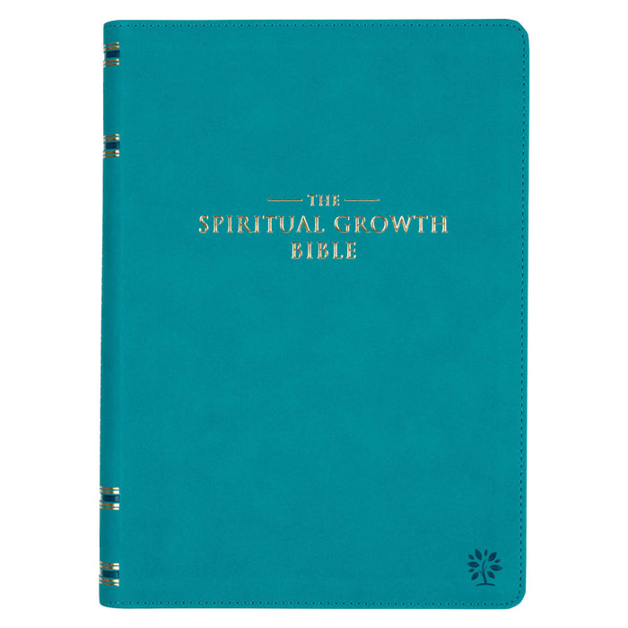 Biblia de crecimiento espiritual de cuero sintético verde azulado - NLT