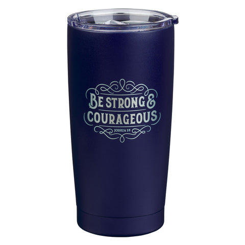 TERMO PARA AGUA CON  TAPA AZUL NAVY STRONG & CORAGEOUS