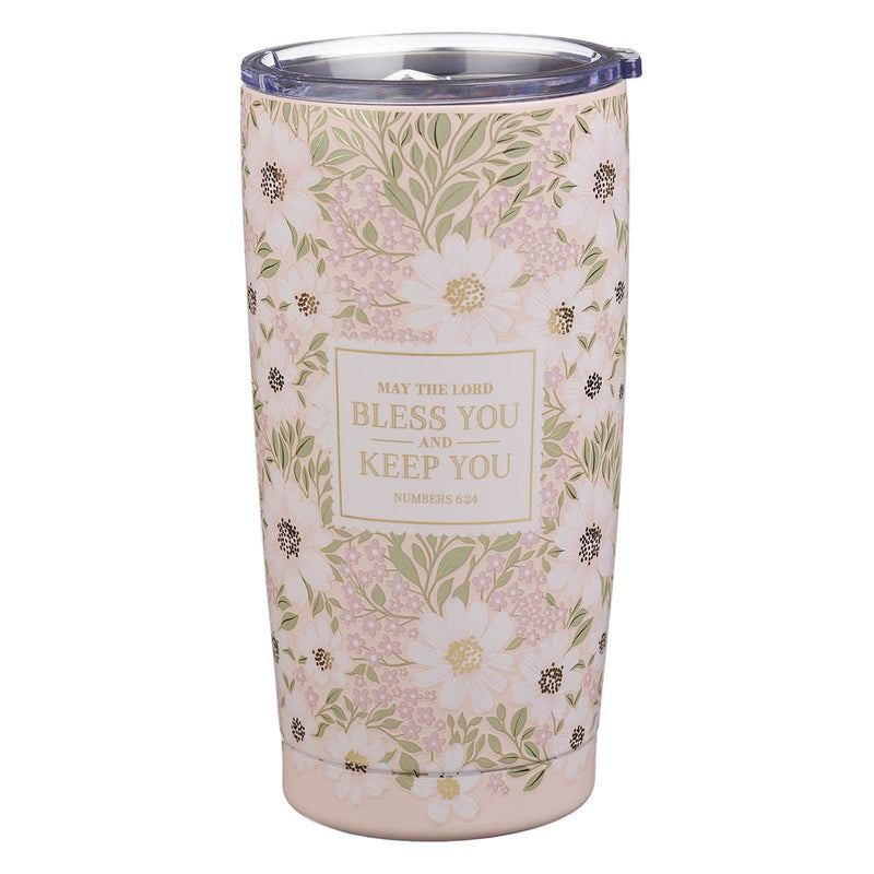 Termo en Acero Inoxidable Bless and Keep You Floral Rosa – Números 6:24