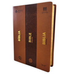 Biblia trilingüe, Portugués English Español, tapa flexible