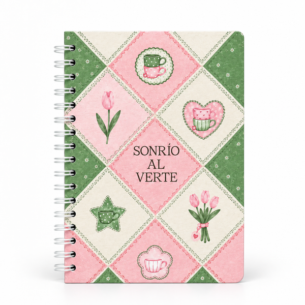 Cuaderno Argollado Grande 100 Hojas – Diseños Florales y Cerezas - Verdes