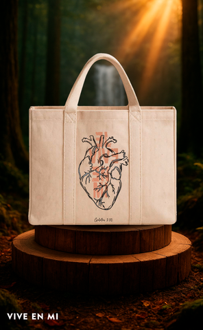 Tote bag Vive en mi, color crudo