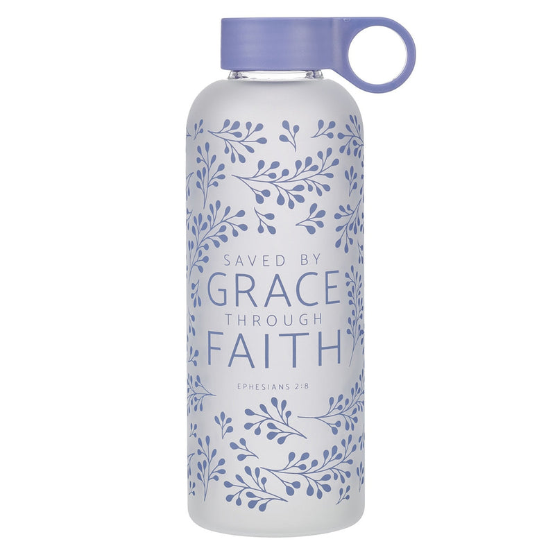 Botella de agua de vidrio, saved by grace - Ephesians 2:8