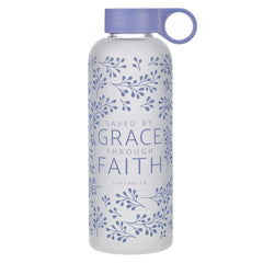 Botella de agua de vidrio, saved by grace - Ephesians 2:8