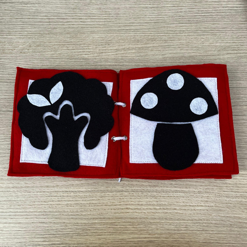 Libro Manzana (blanco, rojo, negro) para niños