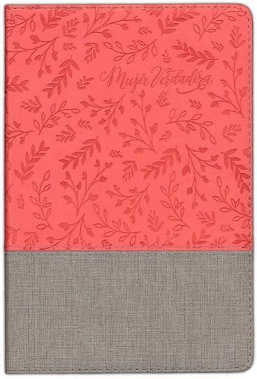 Biblia devocional mujer verdadera, imitación piel rosa y gris - RVR 1960
