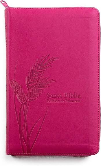 Biblia de promesas, color fucsia con cierre, tamaño manual - RVR 1960