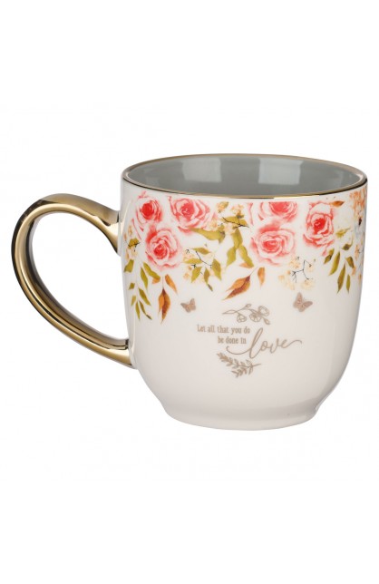 Mug Gray White Floral