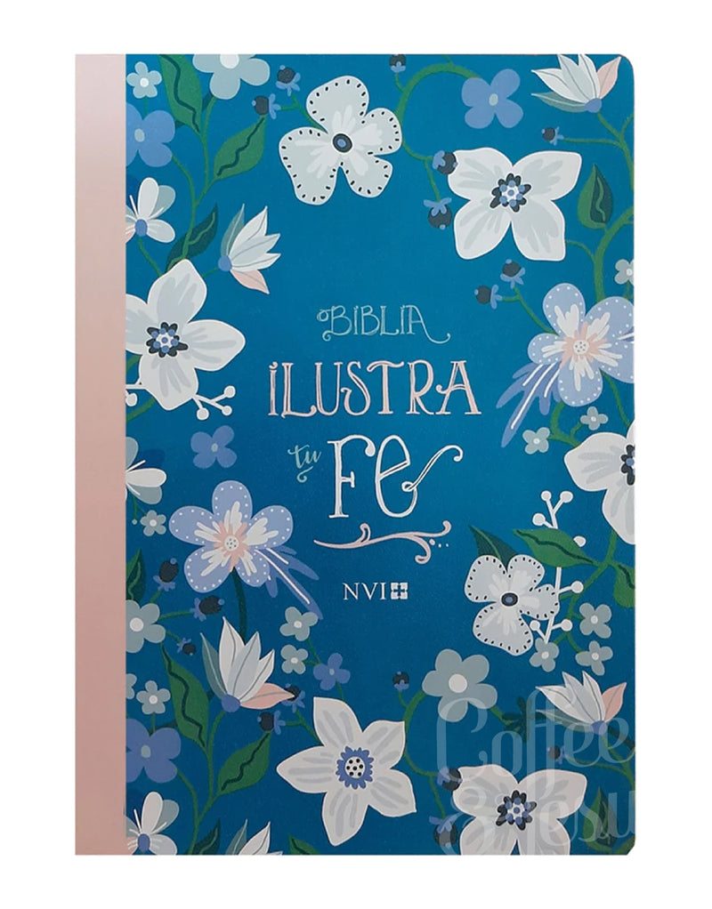 Biblia Ilustra tu Fe Azul Floreada - NVI