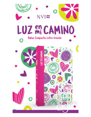 Biblia Luz en mi camino, corazones multicolor, simil piel - NVI