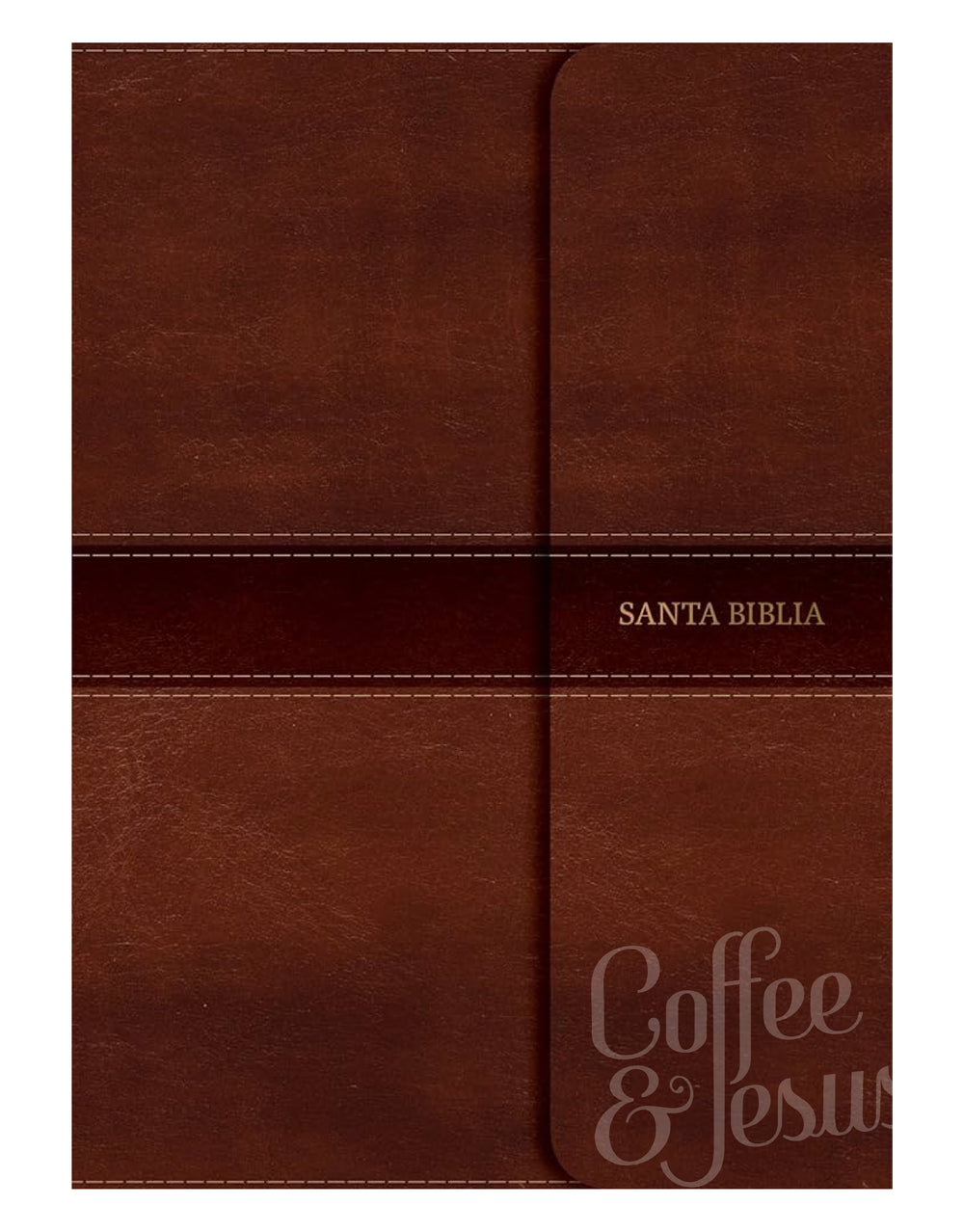 Biblia compacta letra grande marrón símil piel con índice y solapa con imán - NVI