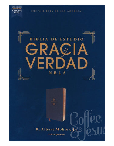 Biblia de estudio gracia y verdad, azul marino con índice - NBLA