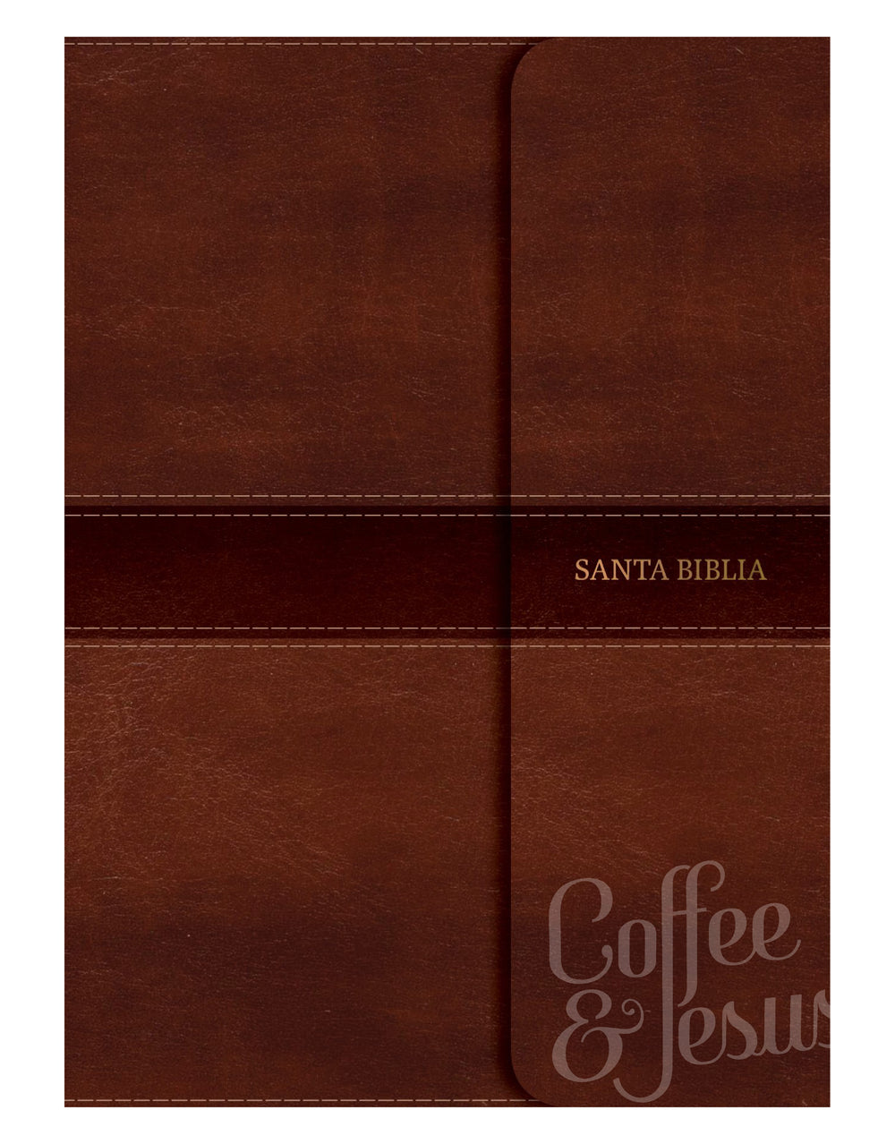Biblia letra súper gigante, marrón símil piel con solapa con imán - NVI