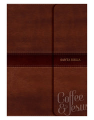 Biblia letra súper gigante, marrón símil piel con solapa con imán - NVI