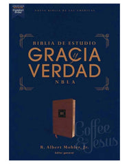 Biblia de estudio gracia y verdad, sentipiel café - NBLA