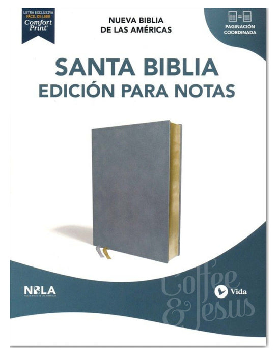 Santa Biblia Edicion Para Notas, Leathersoft, Azul Pizarra, Letra Roja - NBLA