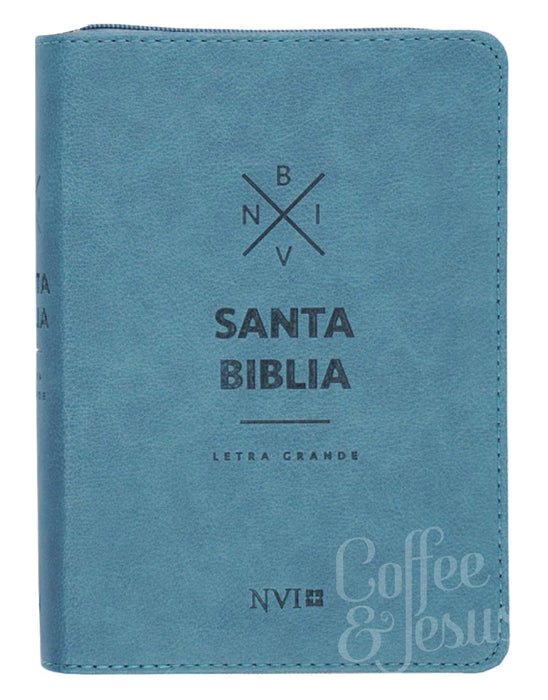 Biblia letra grande, azul con cierre tamaño mediano - NVI