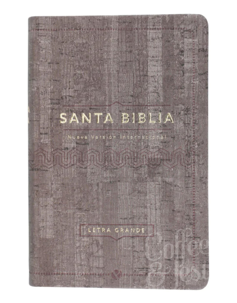 Biblia letra grande, tamaño manual, cuero ecológico de madera - NVI
