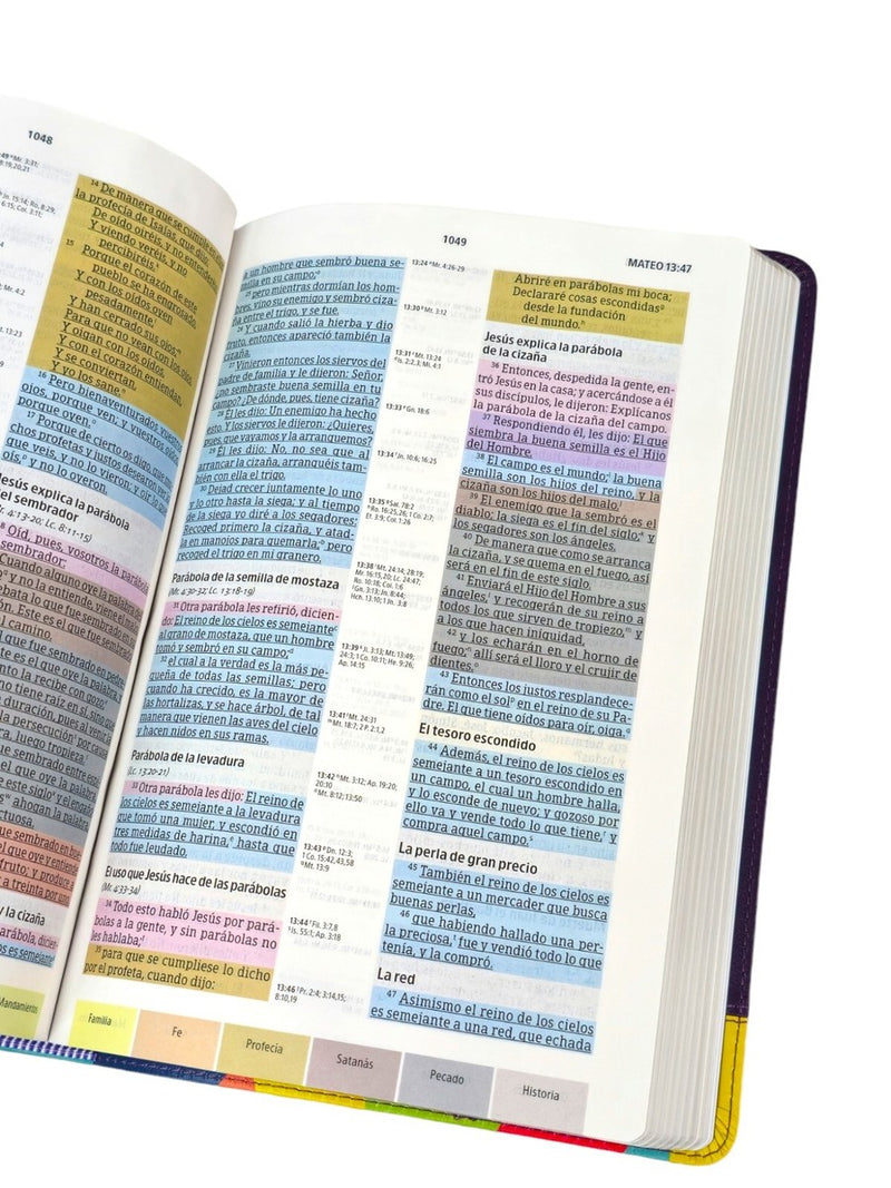 Biblia de estudio arco iris, imitación piel morado - RVR 1960