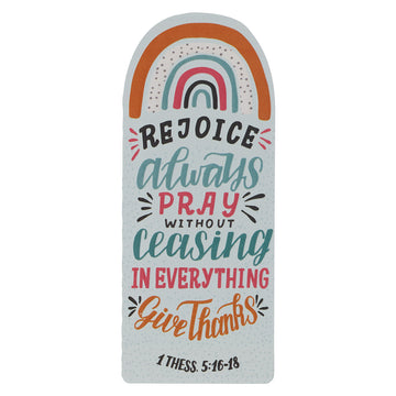 Separador Rejoice Pray Give Thanks Rainbow Premium Cardstock Bookmark - 1 Thessalonians 5:16-18