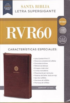 Biblia letra súper gigante con cierre, café - RVR 1960