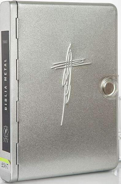 Biblia metal cruz plata - NTV - Coffee & Jesus