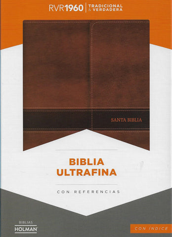 Biblia ultrafina con referencias, indice y solapa / Marrón - RVR 1960