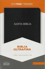 Biblia ultrafina negro piel fabricada con índice -  RVR 1960