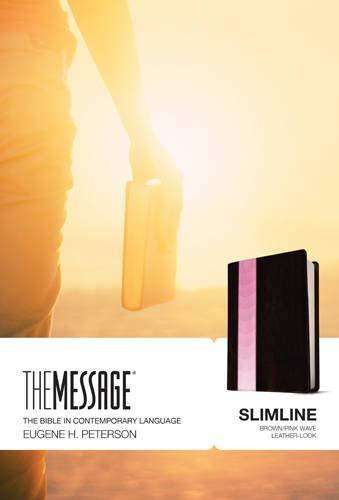 Biblia slimline, imitación cuero café y rosada - The Message - Coffee & Jesus