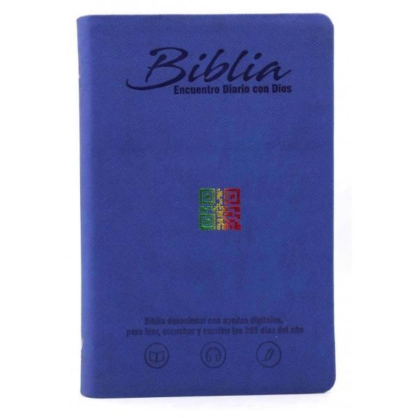 Biblia encuentro diario con Dios, azul oscuro QR - RVC - Coffee & Jesus