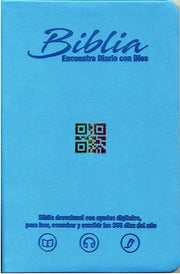 Biblia encuentro diario con Dios, azul claro QR - RVC - Coffee & Jesus