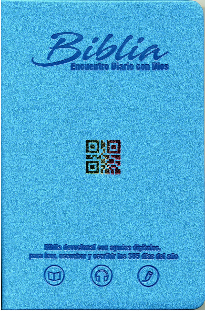 Biblia encuentro diario con Dios, azul claro QR - RVC - Coffee & Jesus