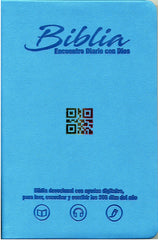 Biblia encuentro diario con Dios, azul claro QR - RVC