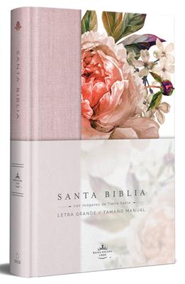 Biblia RVR60 Letra Grande/Tamaño Manual/Tapa Dura/Tela Rosada Con Flores