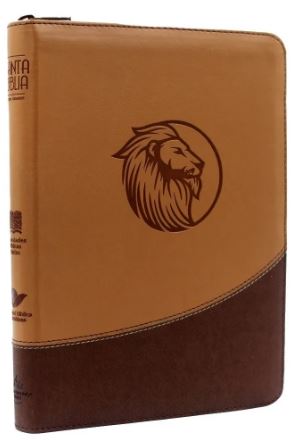 Biblia león café con cierre y letra gigante - RVR 1960