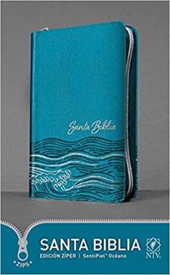Biblia edición ziper, sentipiel azul claro - NTV