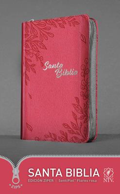 Biblia edición ziper, sentipiel flores rosa - NTV