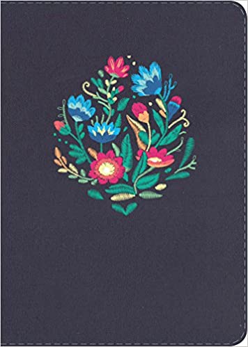 Biblia compacta letra grande azul bordado sobre tela con índice - NVI