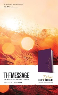 The Message Deluxe Gift Bible, soft leather-look, amethyst gem