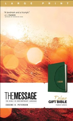 The Message Large-Print Deluxe Gift Bible, soft leather-look, green