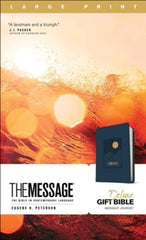 The Message Large-Print Deluxe Gift Bible--soft leather-look, navy