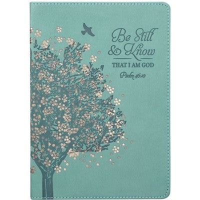 Be Still And Know Faux Leather Journal, Floral Tree