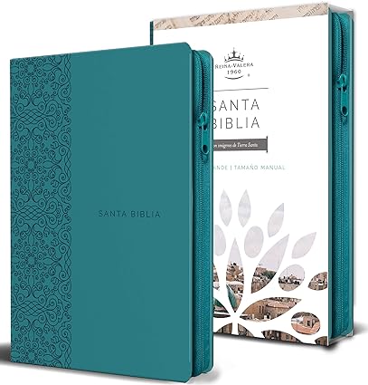 Biblia  letra grande símil piel aguamarina cremallera tamaño manual- RVR 1960