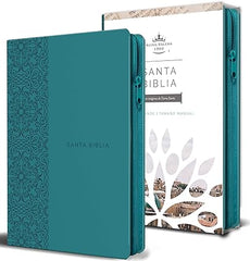 Biblia  letra grande símil piel aguamarina cremallera tamaño manual- RVR 1960