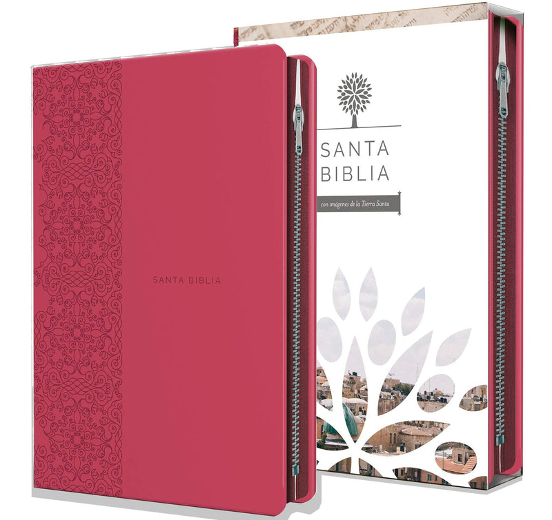 BIblia ziper fucsia letra grande tamaño manual - RVR 1960 - Coffee & Jesus