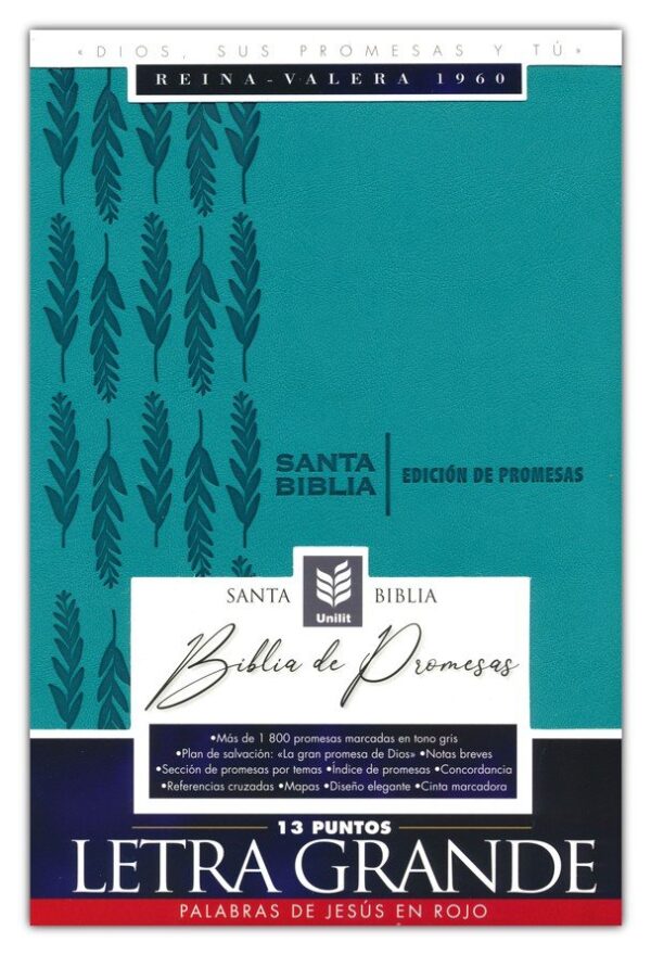 Biblia de promesas, letra grande turquesa - RVR 1960