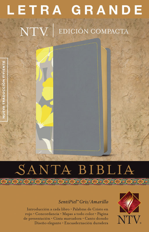 Biblia compacta letra grande, gris y amarillo - NTV - Coffee & Jesus