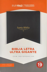 Biblia letra súper gigante con cierre, imitación piel negro con índice - RVR 1960